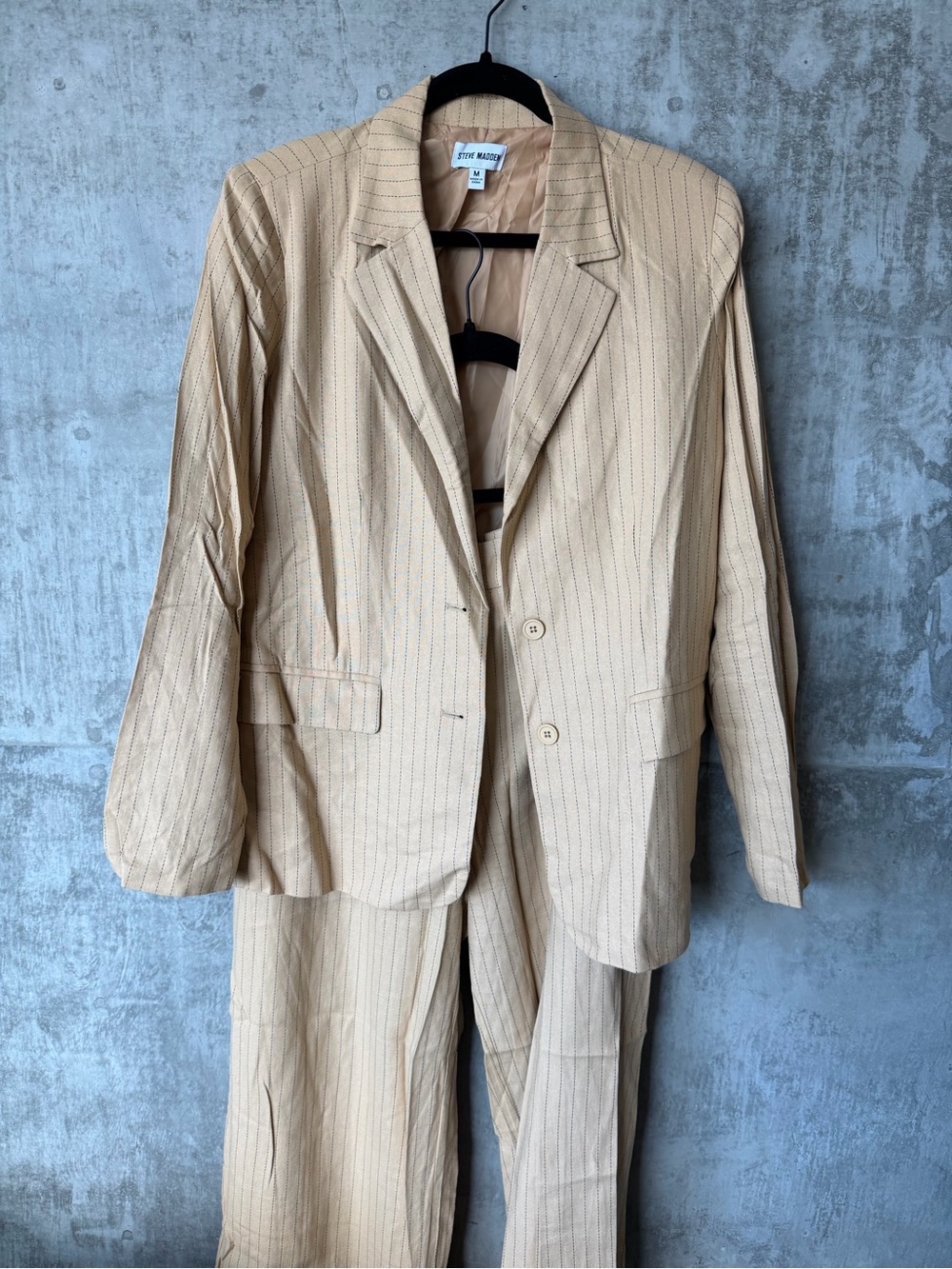 Steve Madden Mustard Yellow Pinstripe Blazer & Trouser Set